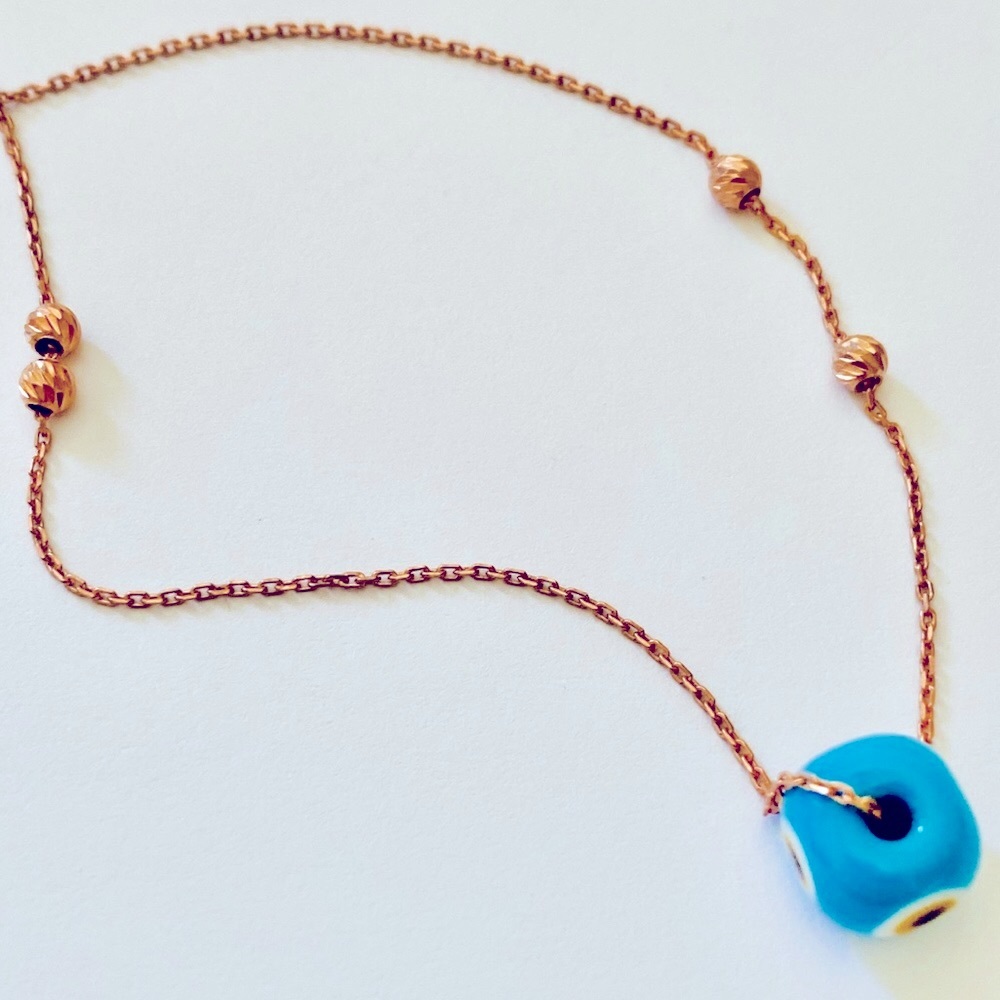 🧿925 Silver blue evil eye necklace 14k rose gold plated - Picture 6 of 7